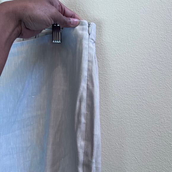 J. Jill Pant Trouser Linen Stretch Oatmeal Neutral Travel Beach Button Hem Small - Picture 8 of 8